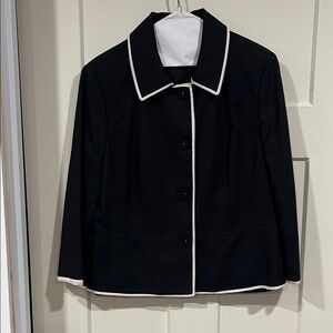 Ann Taylor Black Blazer with White Trim